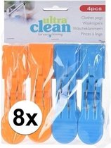 8x Oranje en blauwe handdoek knijpers 13cm