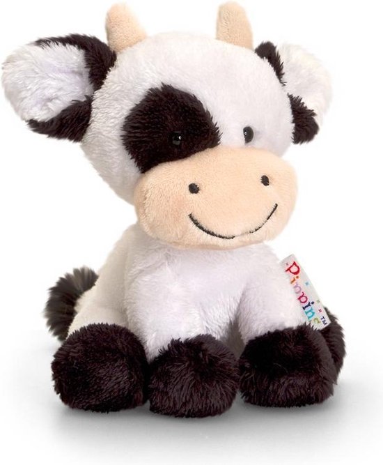 Televisie kijken Elegantie Vouwen Keel Toys pluche zwart/witte koe/koeien knuffel 14 cm - Koe  boerderijdieren... | bol.com