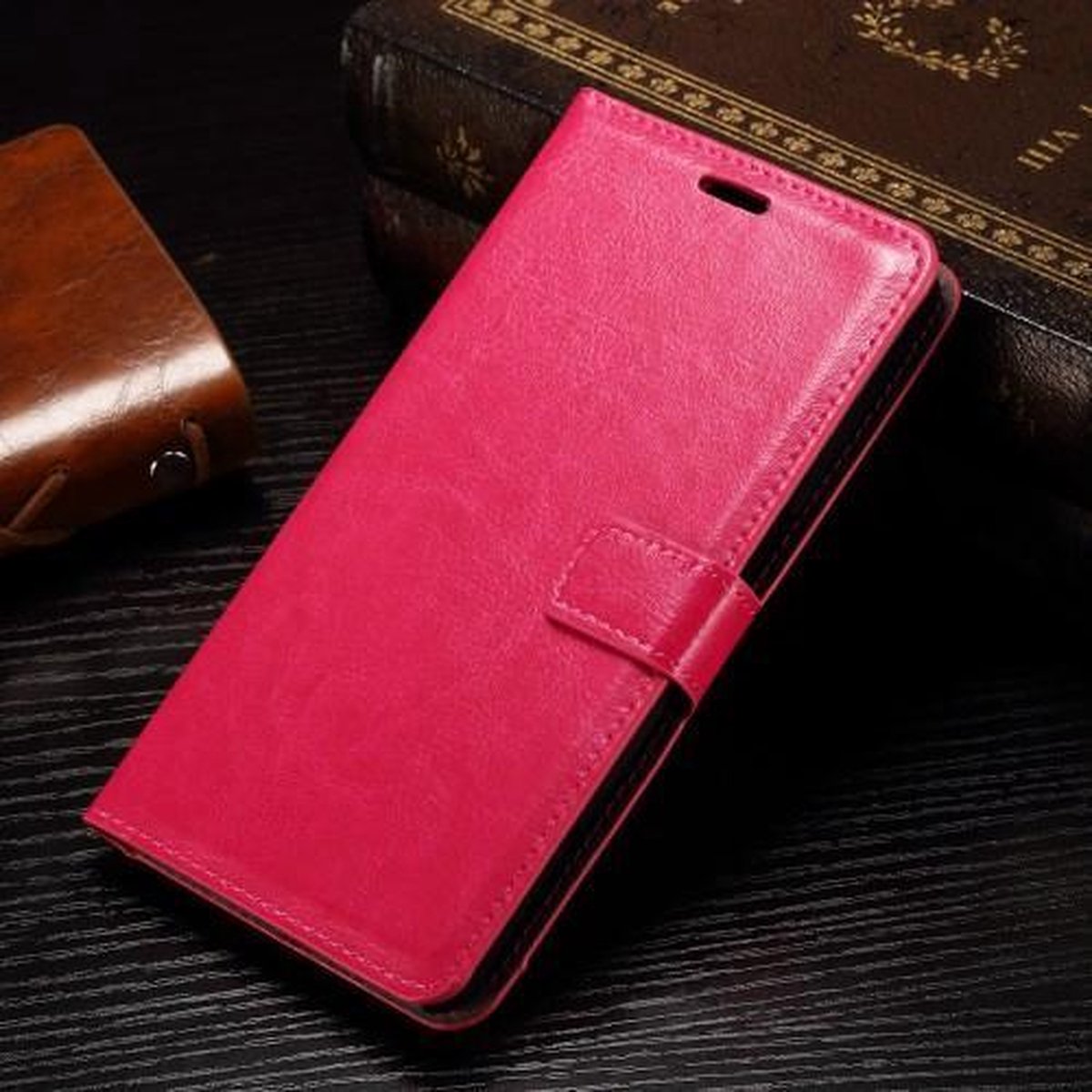 Cyclone wallet case hoesje Geschikt voor: Huawei Shot X roze