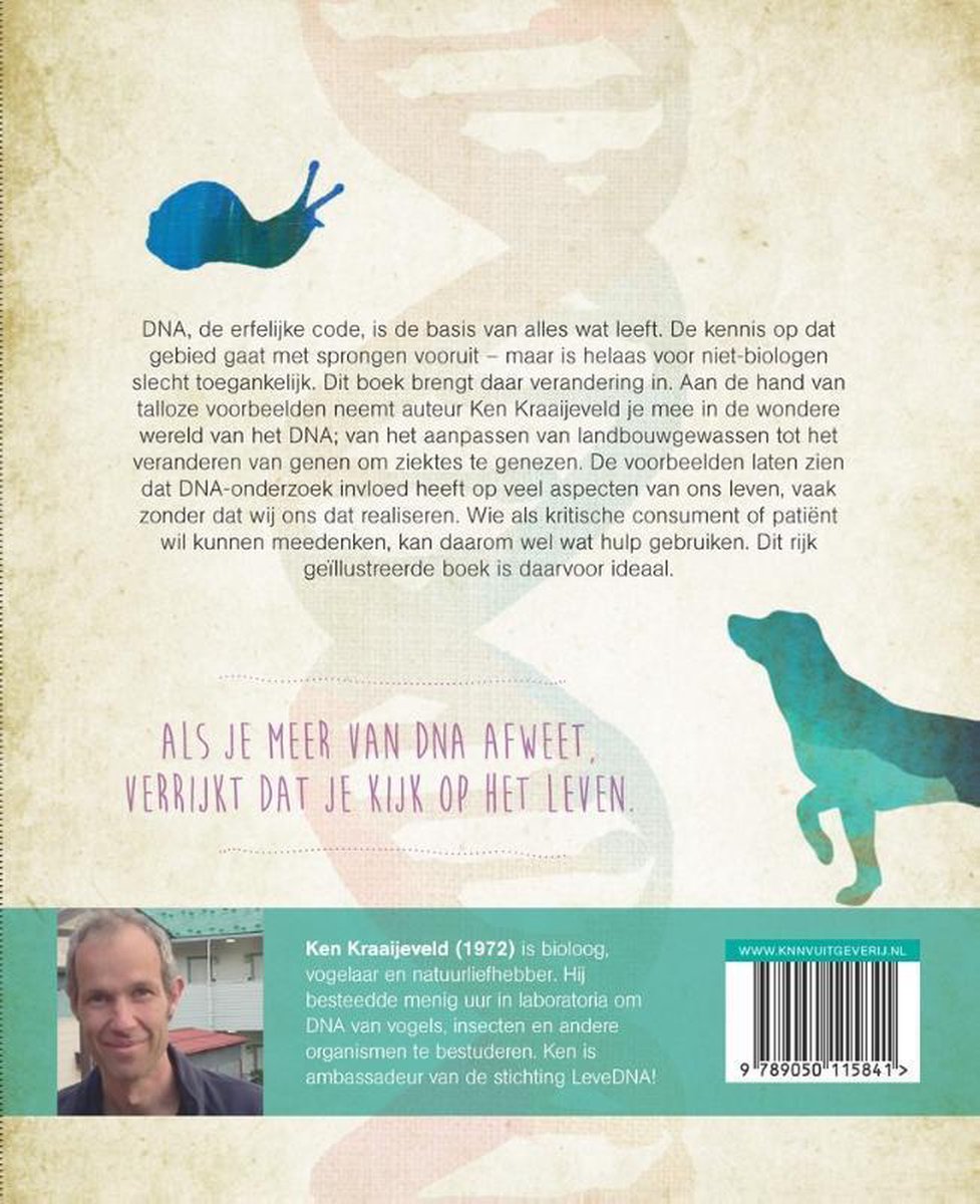 Boekomslag met tekst, een illustratie van een slak en een hond.