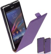 TCC Luxe Leder hoesje Sony Xperia Z1 Flip Case/Cover - Paars