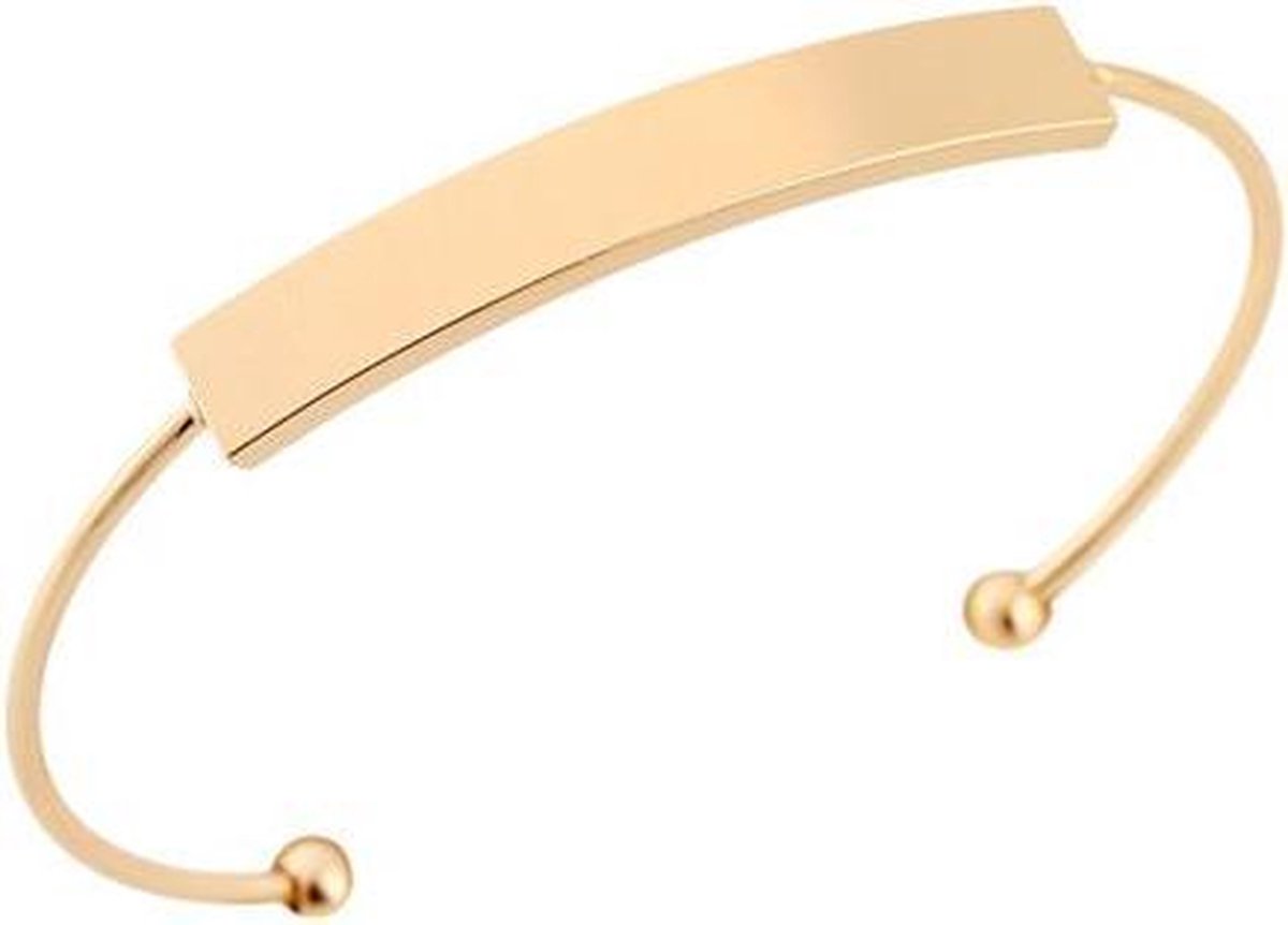 24/7 Jewelry Collection Gebogen Bar Bangle Armband - Goudkleurig