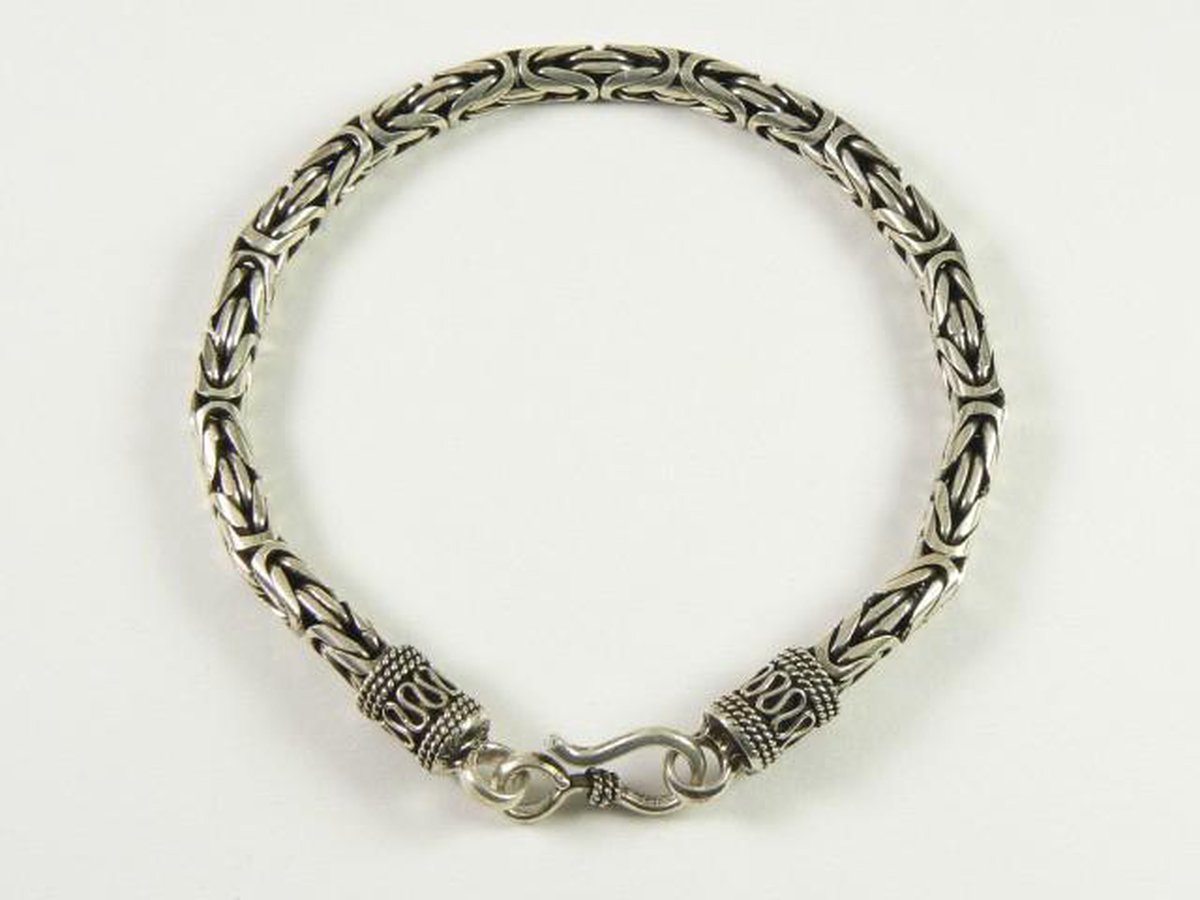 Zware zilveren armband met koningsschakel - 23 cm