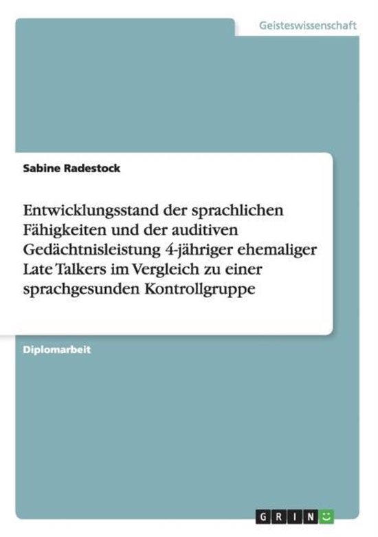 Entwicklungsstand der sprachlichen Fähigkeiten und der audi ... - cover