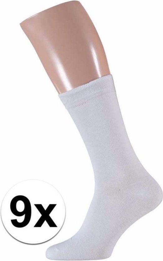 Witte heren sokken 9 paar maat 40/46 | bol.com
