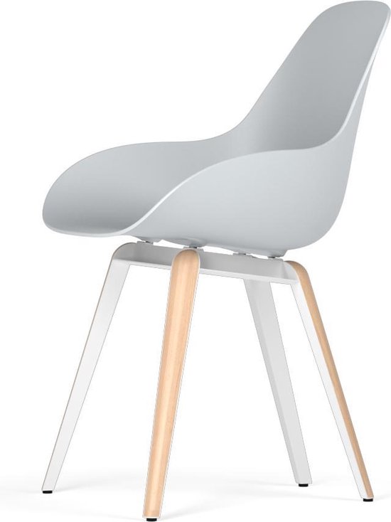 Kubikoff Slice stoel - Dimple closed lichtgrijs - Wit met eikenhouten  onderstel | bol.com