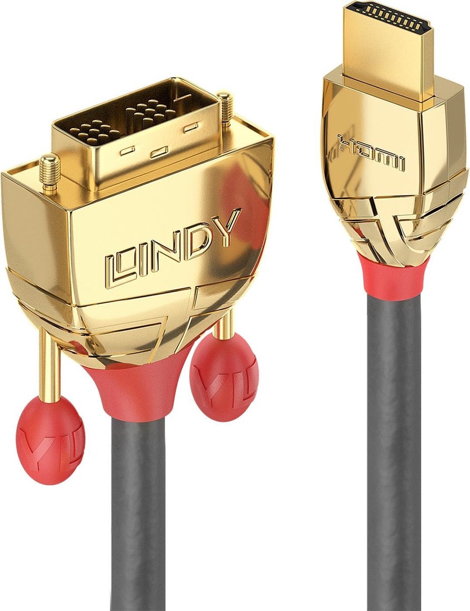 Lindy 36198 HDMI DVI-D Grijs kabeladapter/verloopstukje