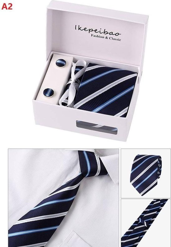 JEMYGINS heren satijnen stropdas set & pochet & dasclip