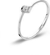 Twice As Nice Ring in zilver, 1 zirkonia, rechthoek 48