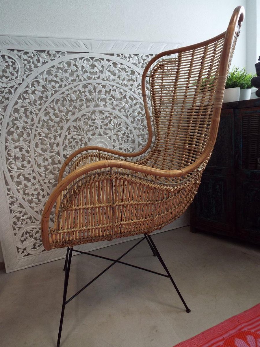 tegenkomen potlood Bevestigen aan Bali-Goeds - lounge stoel- egg chair - rotan - metaal | bol.com