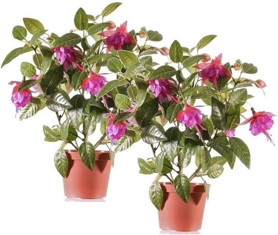 2x Fuchsia kunstplant donkerroze bloemen in cm - Kunstplanten/ Nepplanten bol.com
