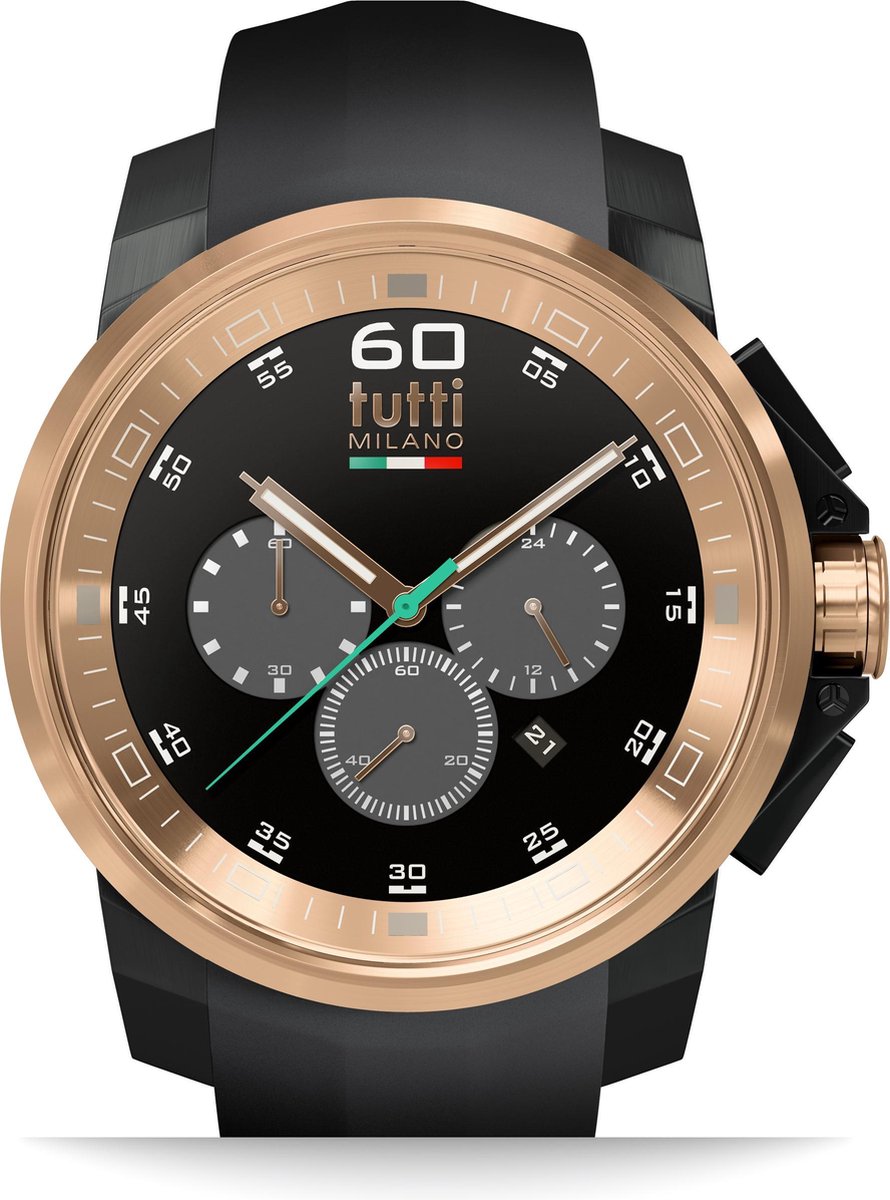 Tutti Milano TM500NO-RO- Horloge - 44 mm - Zwart - Collectie Masso