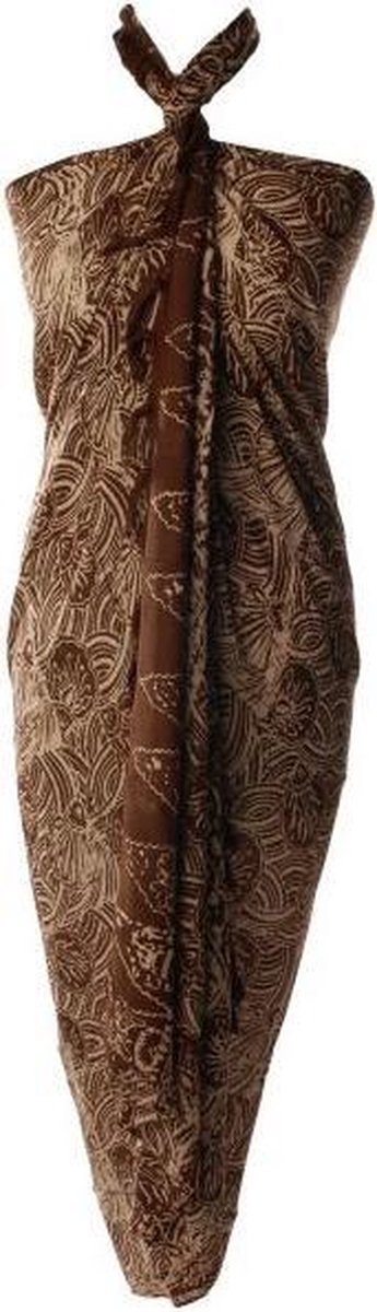 wikkeljurk uit Bali bruin bruin beige streepjes motief 165 cm bij 115 cm. | bol.com