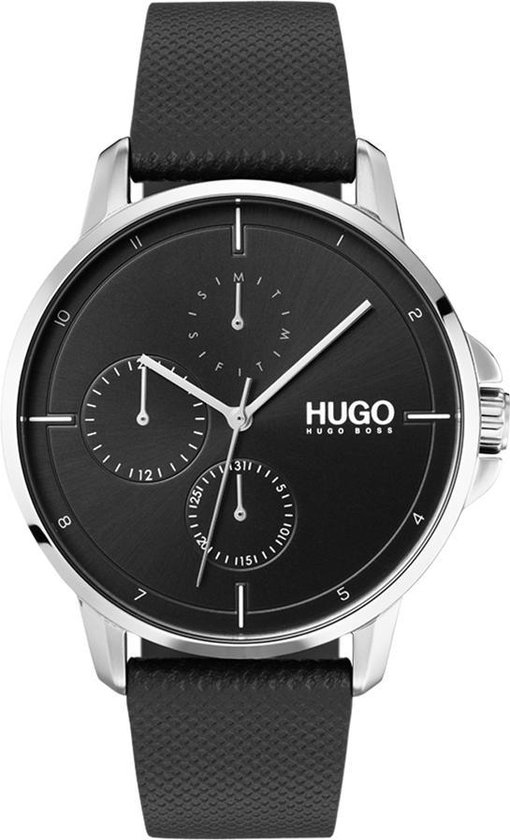 Hugo Focus 1530022 Horloge - Leer - Zwart - Ø 42 mm