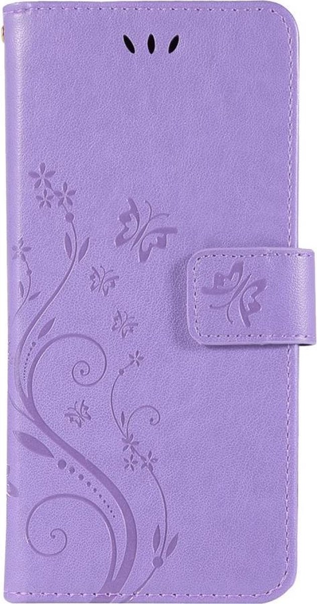 Bloemen & Vlinders Book Case - Geschikt voor Samsung Galaxy S10 Hoesje - Paars