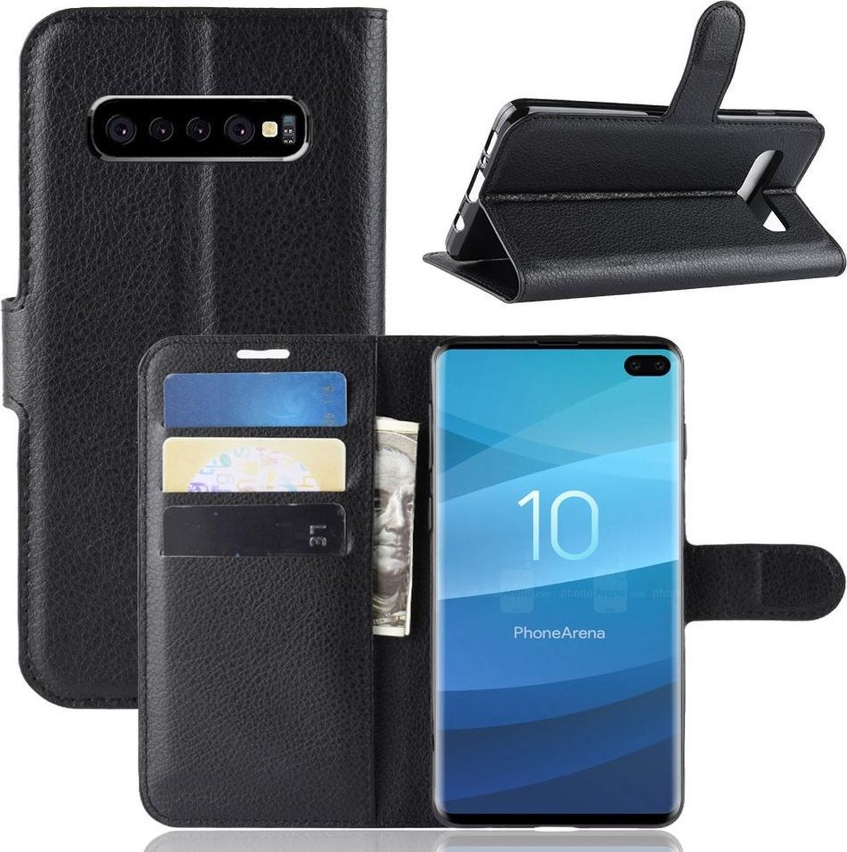 Book Case - Geschikt voor Samsung Galaxy S10 Plus Hoesje - Zwart