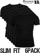 Beeren | T-Shirt | Ronde Hals | MAAT M | 6-Pack | Zwart | Slim Fit