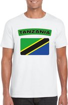 T-shirt met Tanzaniaanse vlag wit heren 2XL