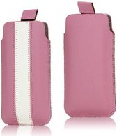 Lederen Hoesje Iphone 5/5s - Roze/Wit