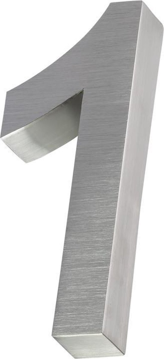 Xaptovi 3D Huisnummer 1 Materiaal: RVS - Hoogte: 20cm - Kleur: RVS