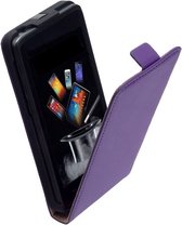 LELYCASE Lederen Flip Case Cover Hoesje Motorola Moto E Paars