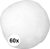 60x witte knutsel pompons 38 mm - hobby balletjes