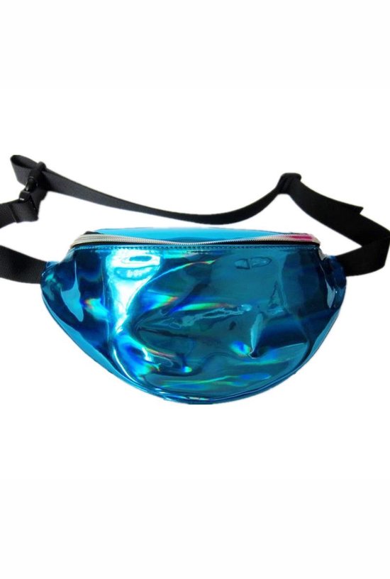 Grote heuptas blauw - tas tasje heuptasje metallic glitter fanny pack PVC  iridescent... | bol.com