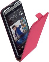 LELYCASE Roze Echt Lederen Flip Case Cover Hoesje HTC Desire 700