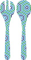 Zak Designs Riviera Saladebestek - Set van 2 Stuks - 32 cm - Blauw/Groen