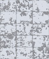 Hexagone tegel grijs/zilver steen (vliesbehang, zilver)