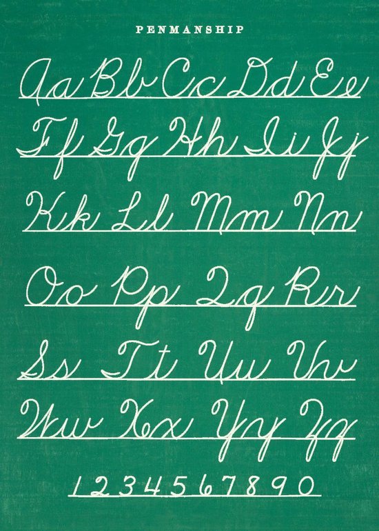 Poster Schoolschrift - Cavallini & Co - Vintage Schoolplaat Penmanship
