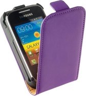 LELYCASE Flip Case Lederen Cover Samsung Galaxy Pocket Neo Lila
