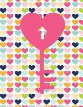 Key Hearts Notebook - 4x4 Quad Ruled
