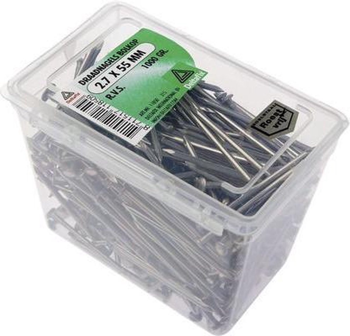 Deltafix Draadnagel bolkop RVS 2.7 x 55mm 1000 gram. Spijkers.