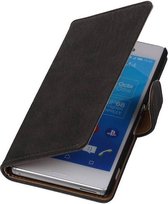 Bark Bookstyle Wallet Case Hoesjes voor Sony Xperia M4 Aqua Grijs