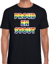 Proud en stout regenboog gaypride shirt zwart voor heren XL
