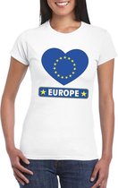 Europa hart vlag t-shirt wit dames 2XL
