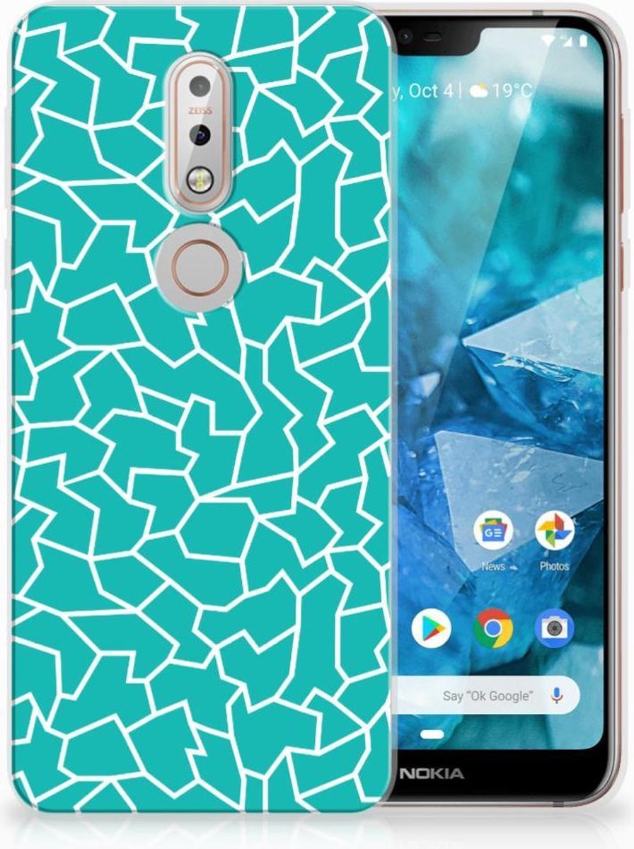 Nokia 7.1 Hoesje maken Cracks Blue
