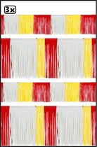 3x PVC slierten folie guirlande rood-wit-geel 6 meter x 30 cm BRANDVEILIG