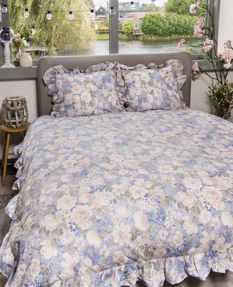 iSleep Gardina Dekbedovertrek met Ruches - Lits-jumeaux - 240x200 - Blue