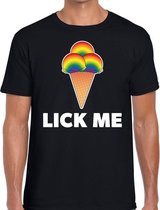 Lick me gay pride t-shirt zwart voor heren M