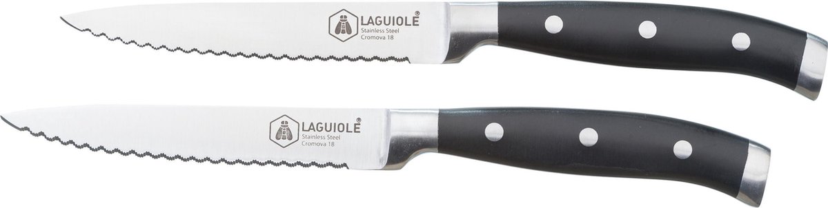 Laguiole Steakmessen 2-delig Cromova 18 10 RVS Lengte van de messen: 24 cm Praktisch
