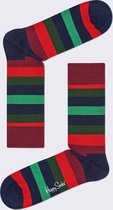 Happy Socks Stripe Sokken - Groen/Rood/Blauw - Maat 36-40