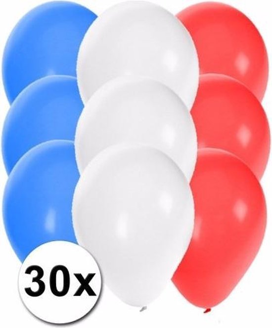 30x Ballonnen in Franse kleuren