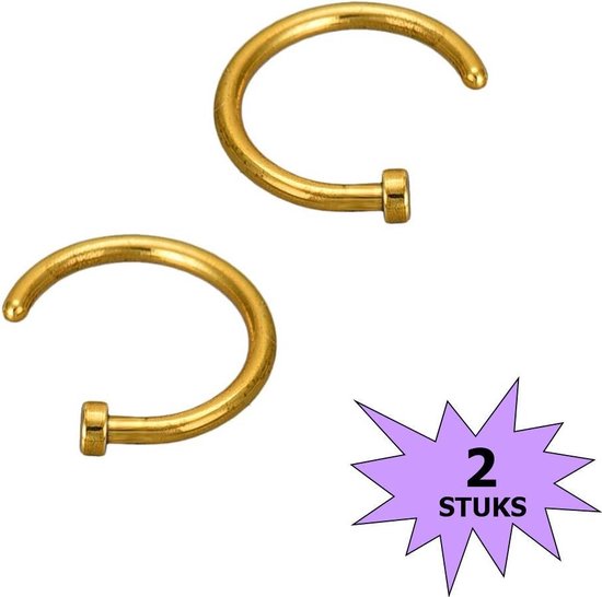 Fako Bijoux® Nez - Ring Ouvert - 8mm - Doré - 2 Pièces