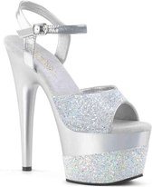 Pleaser Sandaal met enkelband -37 Shoes- ADORE-709-2G Zilverkleurig