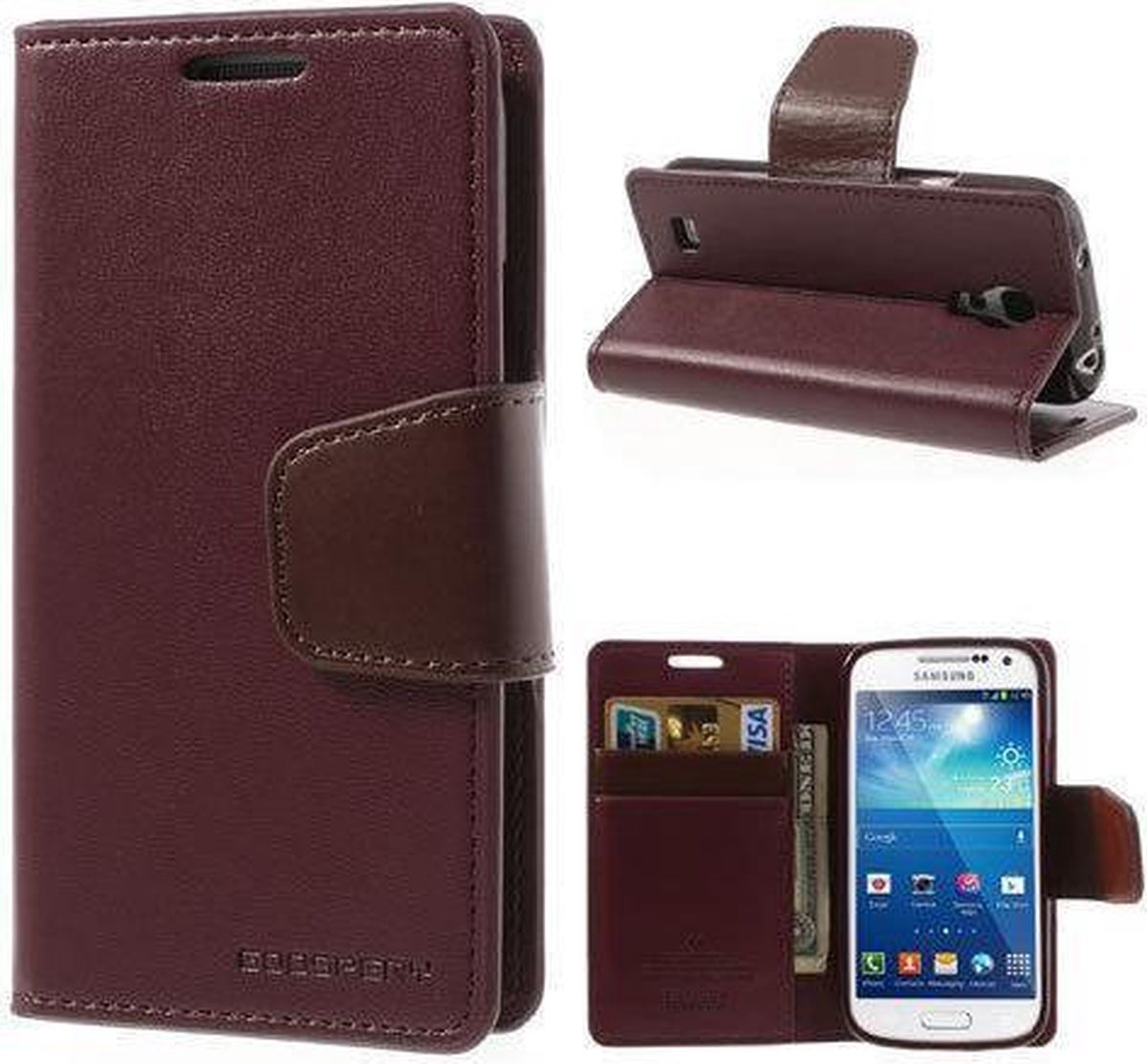 Goospery Sonata Leather case hoesje Geschikt voor: Samsung Galaxy S4 i9500 i9505 Bruin