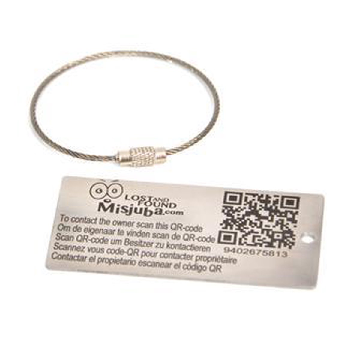 Misjuba - lost item - gevonden verloren - Kofferlabel RVS World Travel