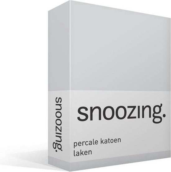 Snoozing - Laken - Lits-jumeaux - Percale katoen - 280x300 cm - Grijs