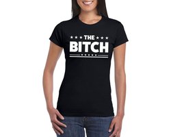 The Bitch tekst - dames T-shirt - zwart - korte mouwen - feest kleding - carnaval - foute party XS